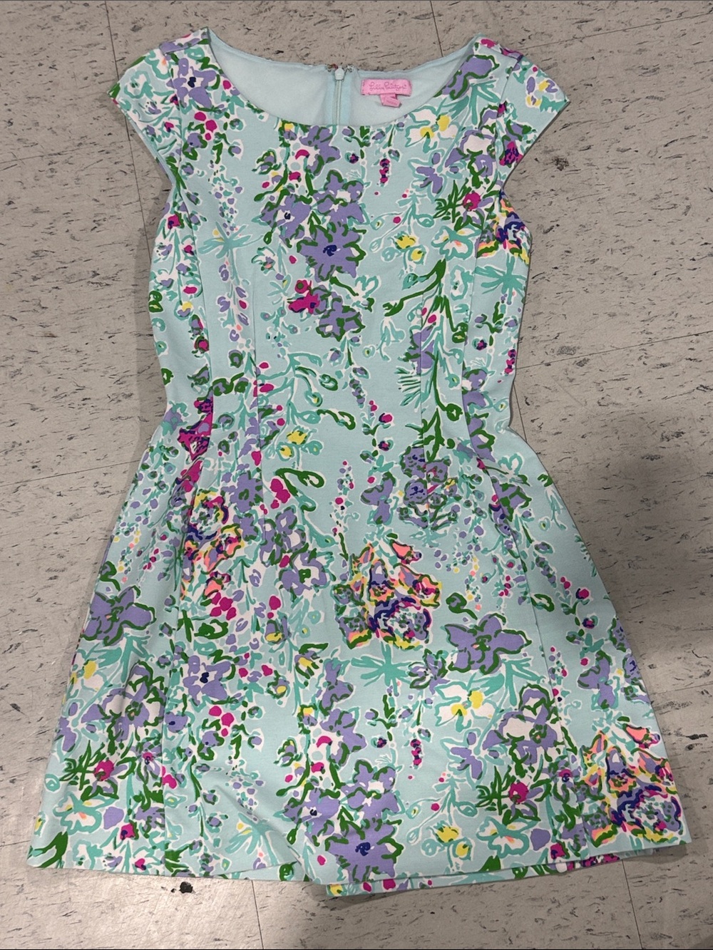 Lilly Pulitzer Light Aqua Floral Fit-and-Flare Dress